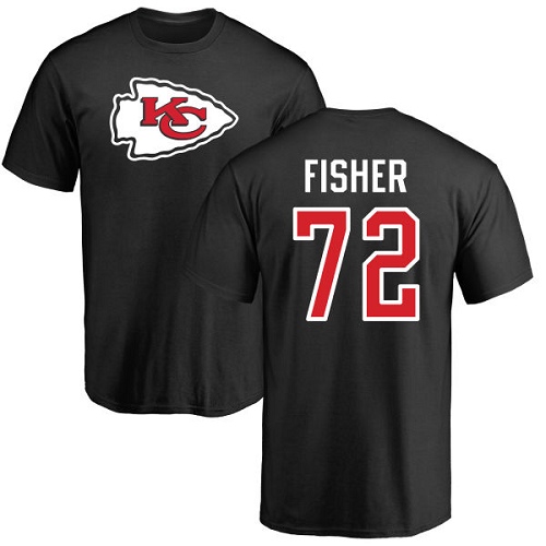 Men Kansas City Chiefs #72 Fisher Eric Black Name and Number Logo T-Shirt